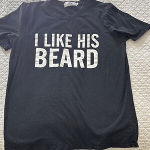 Women’s Black Graphic Tee - "I Like His Beard"